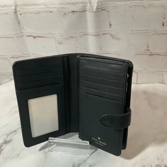 NWT Kate Spade Elsie Medium Compact Bifold Wallet Black